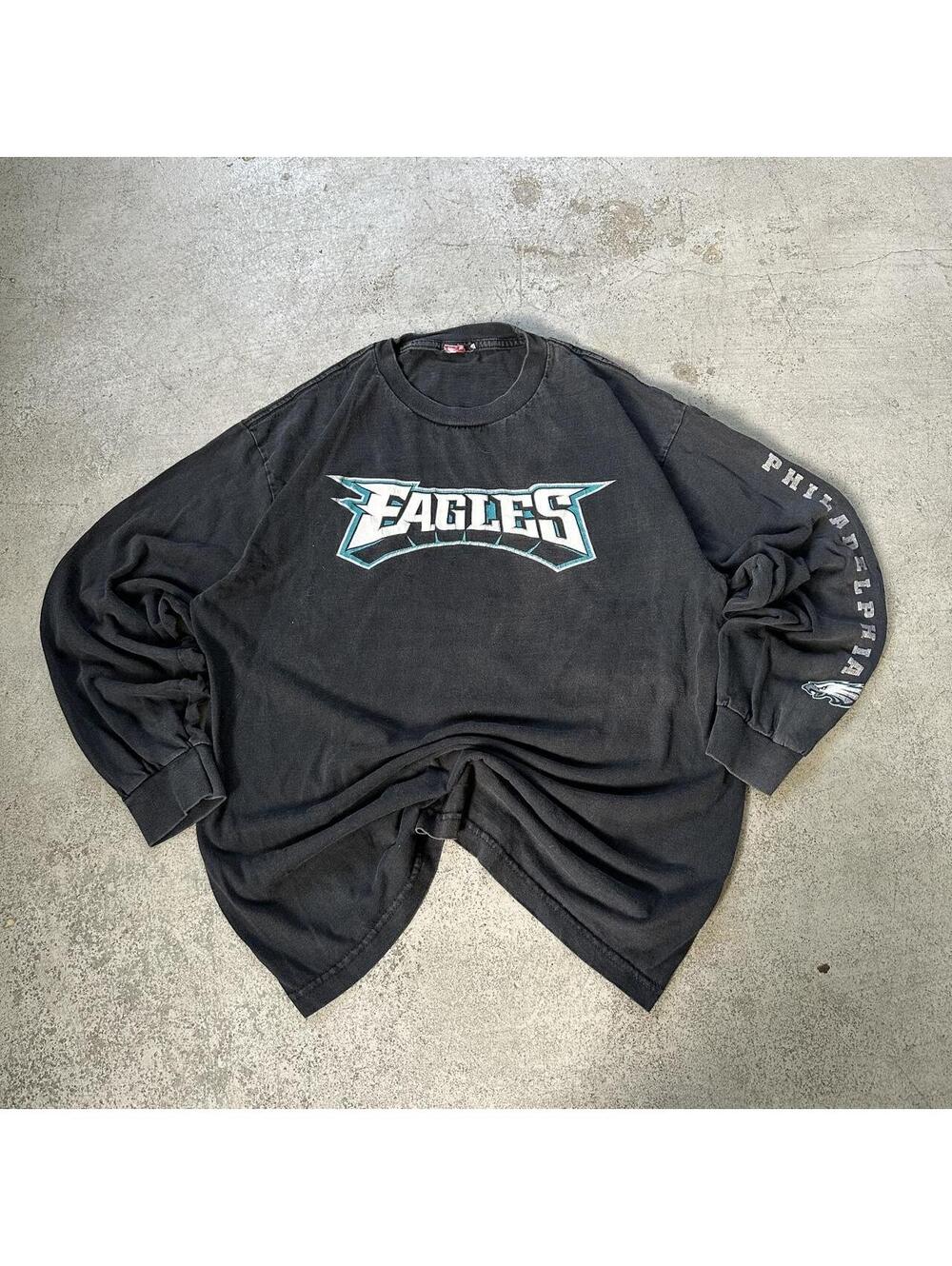 Vintage 2000s Philadelphia Eagles NFL Football Black Long Sleeve T Shirt